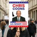 Chris Coons For Delaware Senate 2026 Election Sign, Anti-Trump, Political Campaign Sign, Senate Election 2026 Race Poster Sign