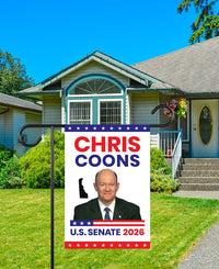 Chris Coons For Delaware Senate 2026 Garden Flag, Double Sided, 2026 Senate Flag, Elections Flag, Anti-Trump Sign, Race Red White Blue Flag