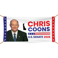 Chris Coons For Delaware U.S. Senate Banner Sign, 13 oz Waterproof US Senate Election 2026, Democrate Vinyl Banner With Metal Grommets