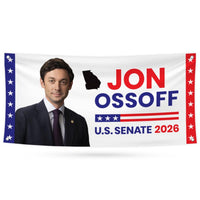 Jon Ossoff For Georgia U.S. Senate Banner Sign, 13 oz Waterproof US Senate Election 2026, Democratic Party Vinyl Banner With Metal Grommets