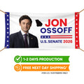 Jon Ossoff For Georgia U.S. Senate Banner Sign, 13 oz Waterproof US Senate Election 2026, Democratic Party Vinyl Banner With Metal Grommets