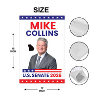 Mike Collins For Georgia Senate 2026 Garden Flag, Double Sided, 2026 Senate Flag, Elections Flag, Anti-Trump, Race Red White & Blue Flag