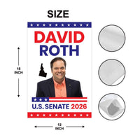 David Roth For Idaho Senate 2026 Garden Flag, Double Sided, 2026 Senate Flag, Elections Flag, Anti-Trump Sign, Race Red White & Blue Flag
