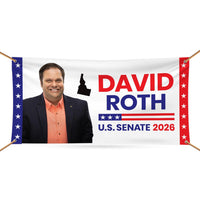 David Roth For Idaho U.S. Senate Banner Sign, 13 oz Waterproof US Senate Election 2026, Democratic Party Vinyl Banner With Metal Grommets