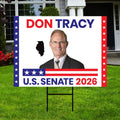 Don Tracy For Illinois Senate 2026 Yard Sign, Corrugated Plastic Senate Elections, Race Red White & Blue Yard Sign with Metal H-Stake