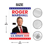 Roger Marshall For Kansas Senate 2026 Garden Flag, Double Sided, 2026 Senate Flag, Elections Flag, Republican, Race Red White & Blue Flag