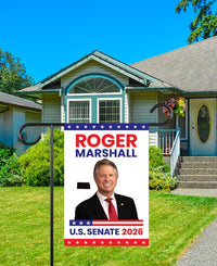Roger Marshall For Kansas Senate 2026 Garden Flag, Double Sided, 2026 Senate Flag, Elections Flag, Republican, Race Red White & Blue Flag