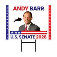 Andy Barr For Kentucky Senate 2026 Yard Sign, Corrugated Plastic Senate Elections, Race Red White & Blue Yard Sign with Metal H-Stake