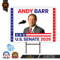 Andy Barr For Kentucky Senate 2026 Yard Sign, Corrugated Plastic Senate Elections, Race Red White & Blue Yard Sign with Metal H-Stake