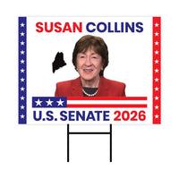 Susan Collins For Maine Senate 2026 Yard Sign, Corrugated Plastic Senate Elections, Race Red White & Blue Yard Sign with Metal H-Stake