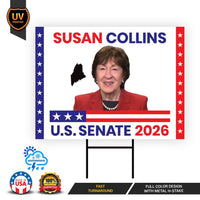 Susan Collins For Maine Senate 2026 Yard Sign, Corrugated Plastic Senate Elections, Race Red White & Blue Yard Sign with Metal H-Stake