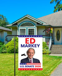 Ed Markey For Massachusetts Senate 2026 Garden Flag, Double Sided, 2026 Senate Flag, Elections Flag, Anti-Trump, Race Red White & Blue Flag