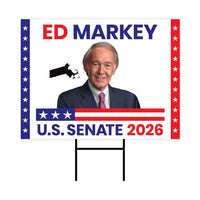 Ed Markey For Massachusetts Senate 2026 Yard Sign, Corrugated Plastic Senate Elections, Race Red White & Blue Yard Sign with Metal H-Stake