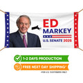 Ed Markey For Massachusetts U.S. Senate Banner Sign, 13 oz Waterproof US Senate Election 2026, Democrate Vinyl Banner With Metal Grommets