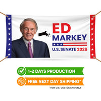 Ed Markey For Massachusetts U.S. Senate Banner Sign, 13 oz Waterproof US Senate Election 2026, Democrate Vinyl Banner With Metal Grommets