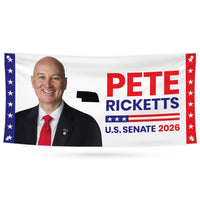 Pete Ricketts For Nebraska U.S. Senate Banner Sign, 13 oz Waterproof US Senate Election 2026, Republican Vinyl Banner With Metal Grommets