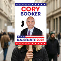 Cory Booker For New Jersey Senate 2026 Election Sign, Anti-Trump, Political Campaign Sign, Senate Election 2026 Race Poster Sign