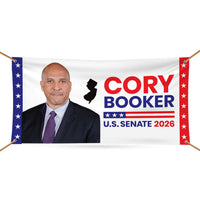 Cory Booker For New Jersey U.S. Senate Banner Sign, 13 oz Waterproof US Senate Election 2026, Democratic Vinyl Banner With Metal Grommets