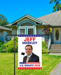Jeff Merkley For Oregon Senate 2026 Garden Flag, Double Sided, 2026 Senate Flag, Elections Flag, Anti-Trump Sign, Race Red White & Blue Flag