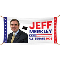 Jeff Merkley For Oregon U.S. Senate Banner Sign, 13 oz Waterproof US Senate Election 2026, Democratic Party Vinyl Banner With Metal Grommets