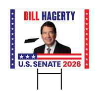 Bill Hagerty For Tennessee Senate 2026 Yard Sign, Corrugated Plastic Senate Elections, Race Red White & Blue Yard Sign with Metal H-Stake
