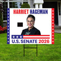 Harriet Hageman For Wyoming Senate 2026 Yard Sign, Corrugated Plastic Senate Elections, Race Red White & Blue Yard Sign with Metal H-Stake