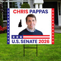 Chris Pappas For New Hampshire Senate 2026 Yard Sign, Corrugated Senate Elections, Race Red White & Blue Yard Sign with Metal H-Stake