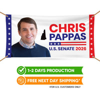 Chris Pappas For New Hampshire U.S. Senate Banner Sign, 13 oz Waterproof US Senate Election 2026, Senate Vinyl Banner With Metal Grommets
