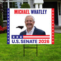 Michael Whatley For North Carolina Senate 2026 Yard Sign, Corrugated Senate Elections, Race Red White & Blue Yard Sign with Metal H-Stake