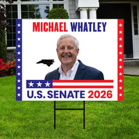 Michael Whatley For North Carolina Senate 2026 Yard Sign, Corrugated Senate Elections, Race Red White & Blue Yard Sign with Metal H-Stake