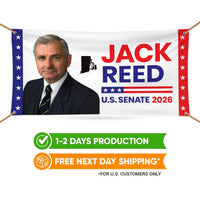 Jack Reed For Rhode Island U.S. Senate Banner Sign, 13 oz Waterproof US Senate Election 2026, Democratic Vinyl Banner With Metal Grommets