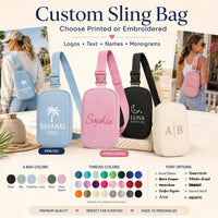 Custom Sling Bag, Printed or Embroidered Crossbody Bag, Personalized Belt Bag, Bridesmaid Gift, Logo Bag, Monogram Bag