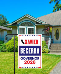 Xavier Becerra For California Governor 2026 Garden Flag, Double Sided, 2026 Governor Flag, Elections Flag, Race Red White & Blue Flag