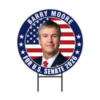 Barry Moore For Alabama Senate 2026 Yard Sign, Corrugated Plastic Senate Elections, Race Red White & Blue Yard Sign with Metal H-Stake