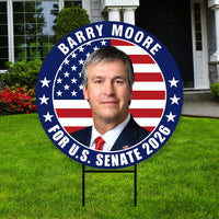 Barry Moore For Alabama Senate 2026 Yard Sign, Corrugated Plastic Senate Elections, Race Red White & Blue Yard Sign with Metal H-Stake