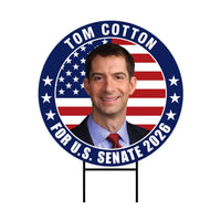 Tom Cotton For Arkansas Senate 2026 Yard Sign, Corrugated Plastic Senate Elections Race Red White & Blue Yard Sign with Metal H-Stake