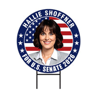 Hallie Shoffner For Arkansas Senate 2026 Yard Sign, Corrugated Plastic Senate Elections Race Red White & Blue Yard Sign with Metal H-Stake