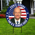 Chris Coons For Delaware Senate 2026 Yard Sign, Corrugated Plastic Senate Elections, Race Red White & Blue Yard Sign with Metal H-Stake