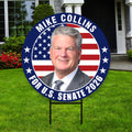Mike Collins For Georgia Senate 2026 Yard Sign, Corrugated Plastic Senate Elections, Race Red White & Blue Yard Sign with Metal H-Stake