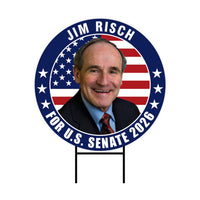 Jim Risch For Idaho Senate 2026 Yard Sign, Corrugated Plastic Senate Elections, Republic Race Red White & Blue Yard Sign with Metal H-Stake