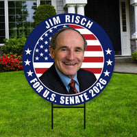 Jim Risch For Idaho Senate 2026 Yard Sign, Corrugated Plastic Senate Elections, Republic Race Red White & Blue Yard Sign with Metal H-Stake