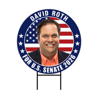 David Roth For Idaho Senate 2026 Yard Sign, Corrugated Plastic Senate Elections, Race Red White & Blue Yard Sign with Metal H-Stake