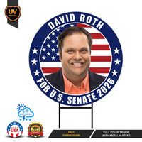 David Roth For Idaho Senate 2026 Yard Sign, Corrugated Plastic Senate Elections, Race Red White & Blue Yard Sign with Metal H-Stake