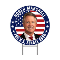 Roger Marshall For Kansas Senate 2026 Yard Sign, Corrugated Plastic Senate Elections, Race Red White & Blue Yard Sign with Metal H-Stake