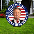 Roger Marshall For Kansas Senate 2026 Yard Sign, Corrugated Plastic Senate Elections, Race Red White & Blue Yard Sign with Metal H-Stake
