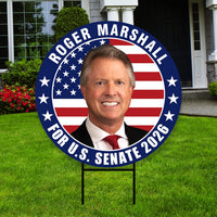 Roger Marshall For Kansas Senate 2026 Yard Sign, Corrugated Plastic Senate Elections, Race Red White & Blue Yard Sign with Metal H-Stake
