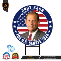Andy Barr For Kentucky Senate 2026 Yard Sign, Corrugated Plastic Senate Elections, Race Red White & Blue Yard Sign with Metal H-Stake