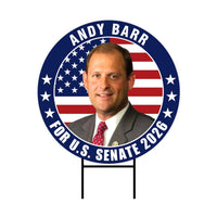 Andy Barr For Kentucky Senate 2026 Yard Sign, Corrugated Plastic Senate Elections, Race Red White & Blue Yard Sign with Metal H-Stake