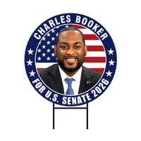 Charles Booker For Kentucky Senate 2026 Yard Sign, Corrugated Plastic Senate Elections, Race Red White & Blue Yard Sign with Metal H-Stake
