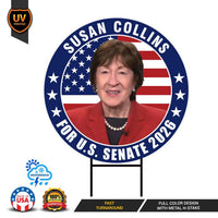 Susan Collins For Maine Senate 2026 Yard Sign, Corrugated Plastic Senate Elections, Race Red White & Blue Yard Sign with Metal H-Stake